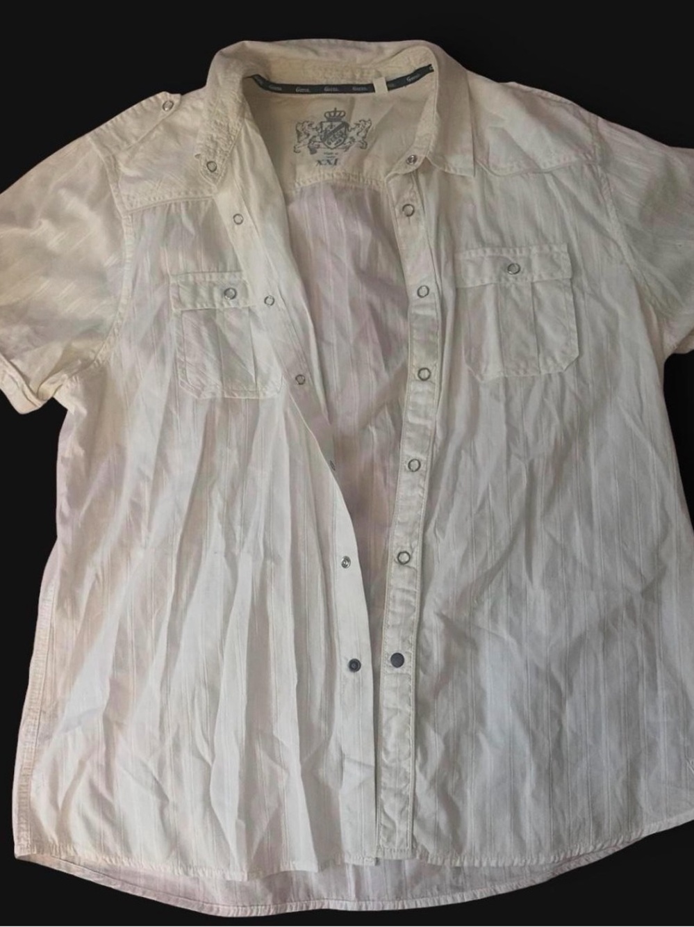 Vintage Guess Men's Short-Sleeve Snap-Front Polo Shirt